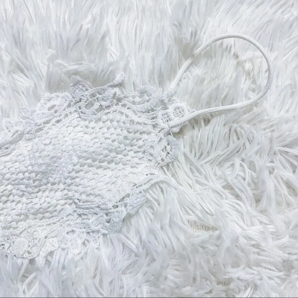 Toddler Girls White Crochet Lace Face Mask